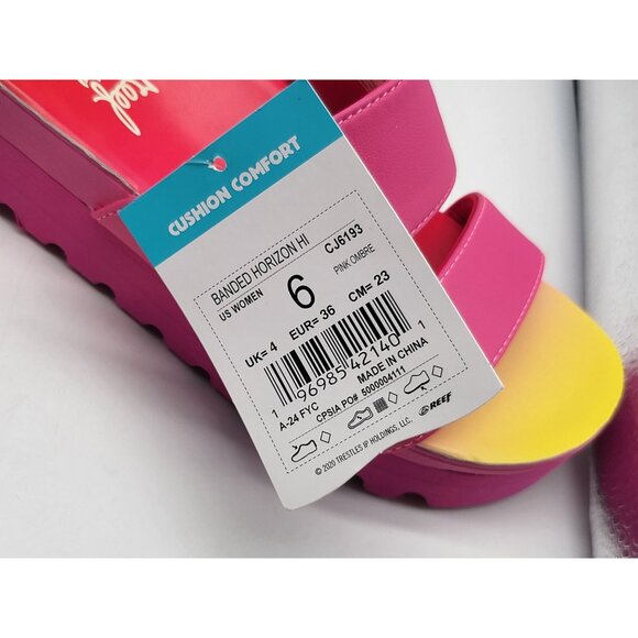 REEF Banded Horizon Hi Platform Slip On Cushion Comfort Slide Sandal Pink Size 6 - Picture 8 of 10